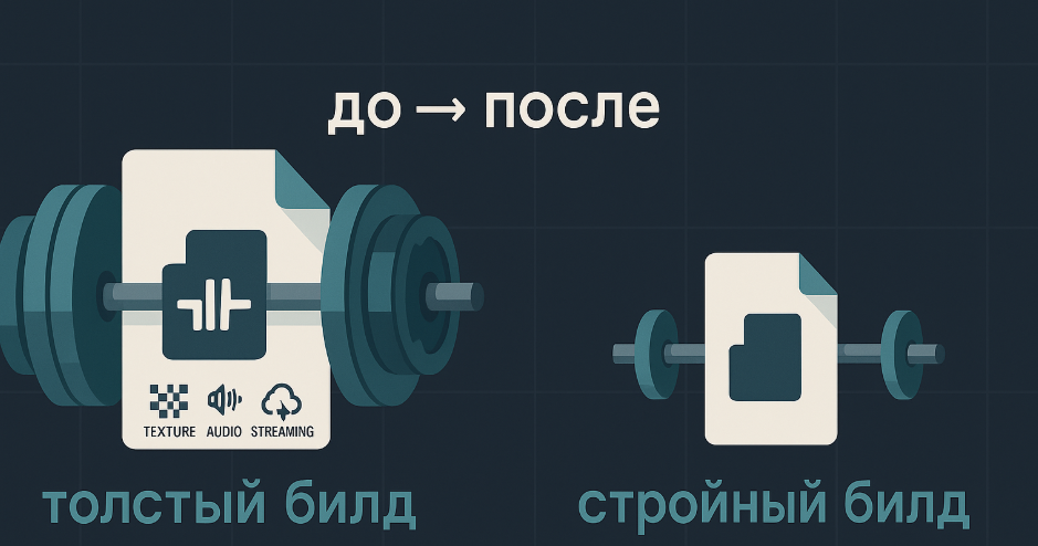 Как похудеть билд без магии: аудит → ассеты → лёгкий старт → пакеты