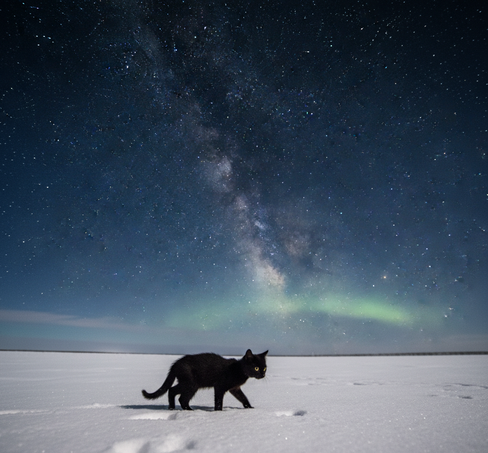 Маркоша не боится ничего, и уж тем более северного сияния.