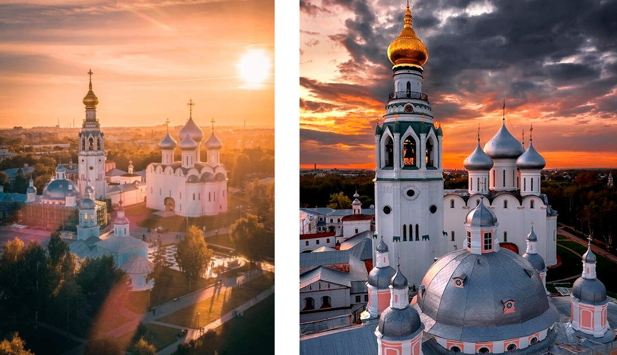 1)Вологодский кремль                                         2)Софийский собор и колокольня