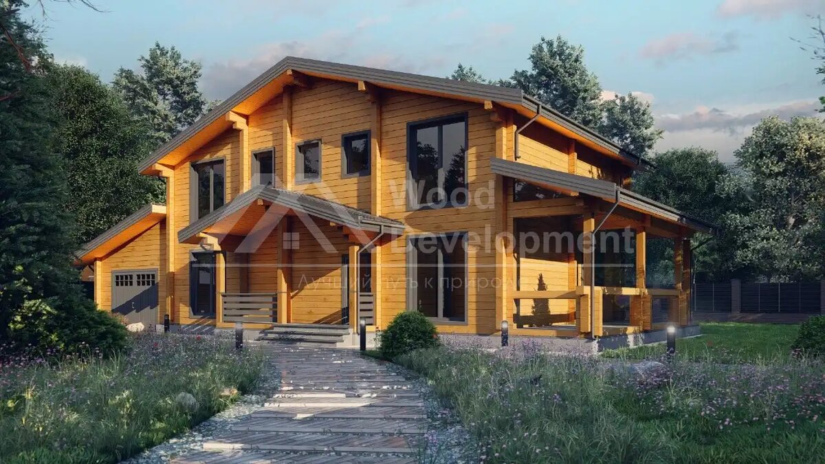 Проект дома "Кингисепп" 298 м2 с гаражом и сауной
