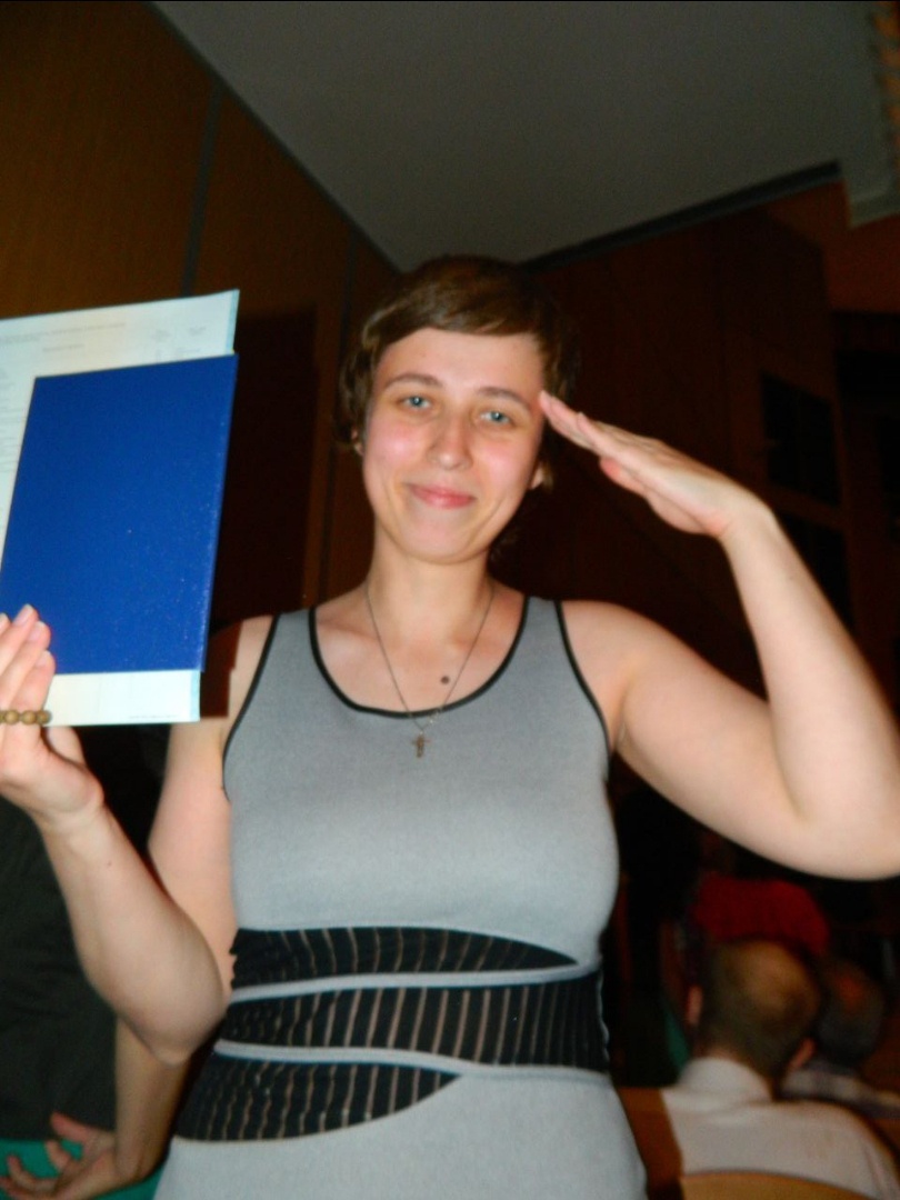 Евгения Саженцева. Фото из личного архива. Вручение диплома теолога 