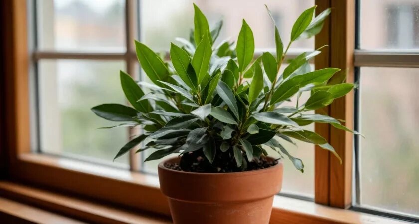    Выращиваю лавровый лист прямо на подоконнике: пышная зелень превосходно очищает воздух от пыли - и пряность всегда под рукой