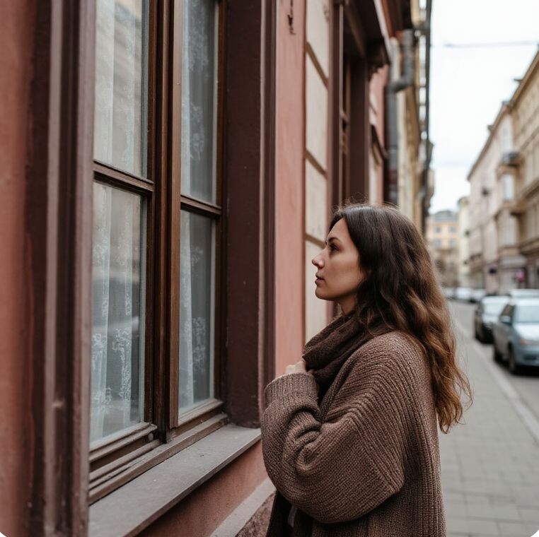 Любительница подглядывать за чужой жизнью, нейросеть.