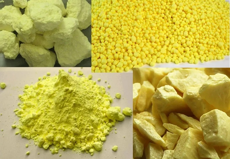 Четыре основные формы серы. Фото https://mida.ru/stati/osnovnye-tovarnye-formy-sery-tekhnologi-granulyatsii-sery-poluchenie-tovarnoy-sery-po-tekhnologiya-g/