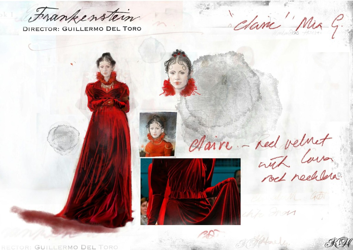Концептуальные эскизы нарядов Элизабет в фильме «Франкенштейн»