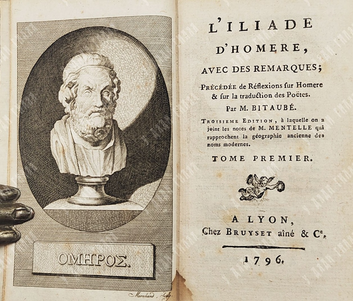 Титульный лист книги L’Iliade d’Homère avec des remarques.  T. 1–12. — Lyon: Bruyset aine & Co, 1796.