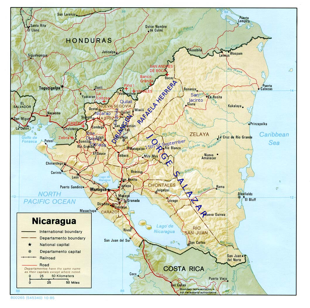 География войны: базы и районы действий FDN (одной из крупнейших групп контрас). На таких маршрутах рождались и схемы снабжения.