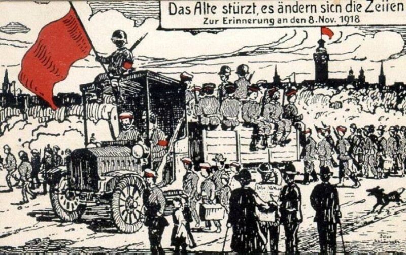 Гравюра, изображающая германских солдат в Ноябрьскую революцию.