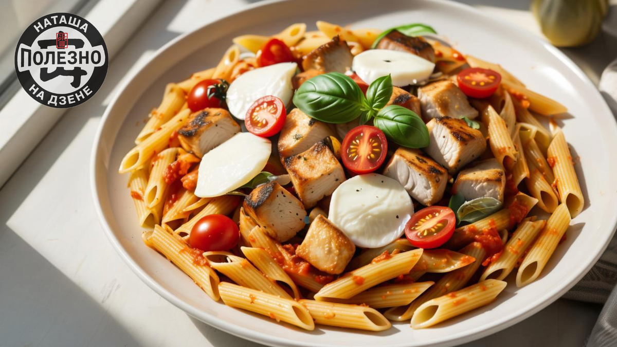 Макароны с курицей, помидорами и сыром — всё в одной сковороде  
