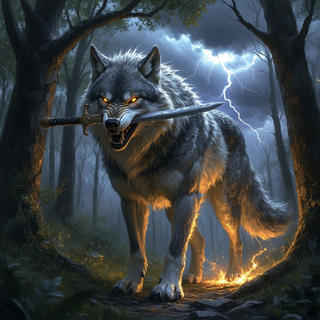  Чтобы обезопасить себя, асы воткнули ему меч между его челюстями, для того чтобы предотвратить волка от откусывания чего-либо.