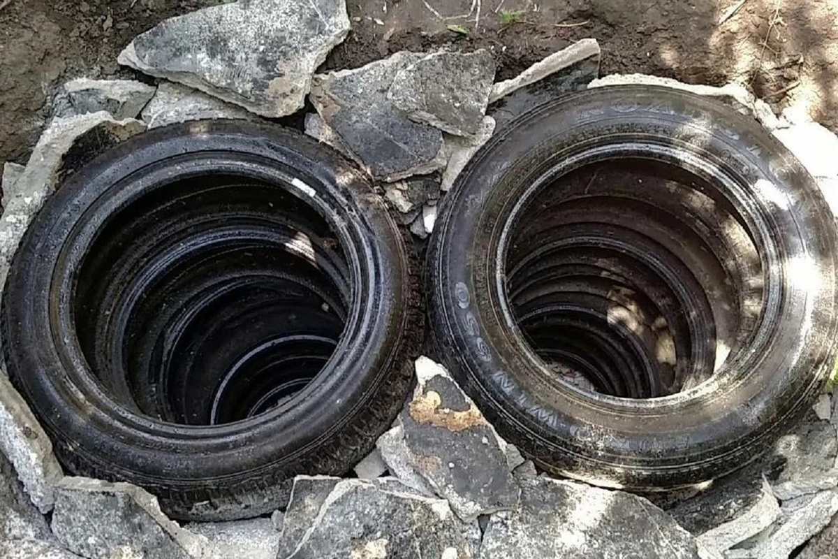 Выгребная яма из автомобильных шин