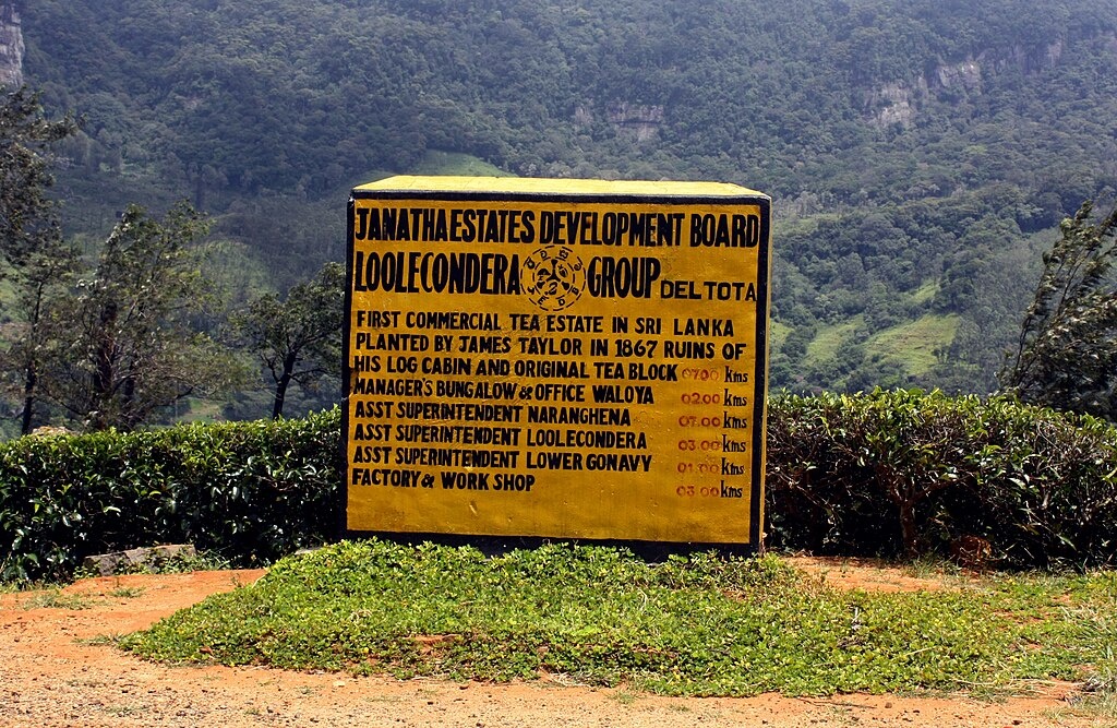 Указатель на самой первой чайной плантации на Цейлоне. © wikipedia.org