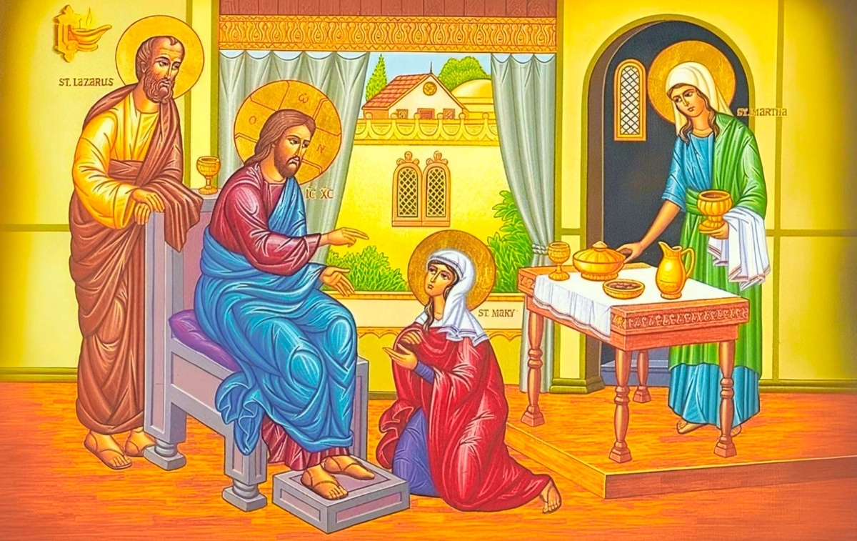 Иисус Христос в доме Марфы и Марии. Икона.