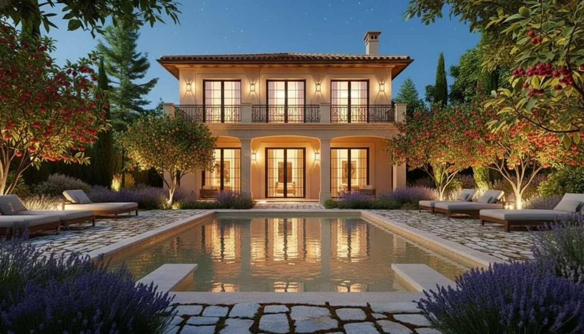 Визуализация вечер - освещение