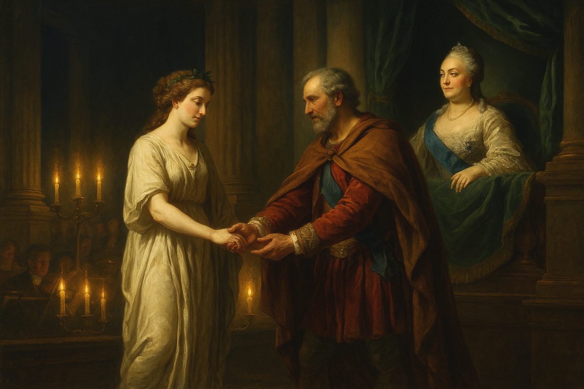 Императрица и победа милосердия: Креонт прощает Антигону.