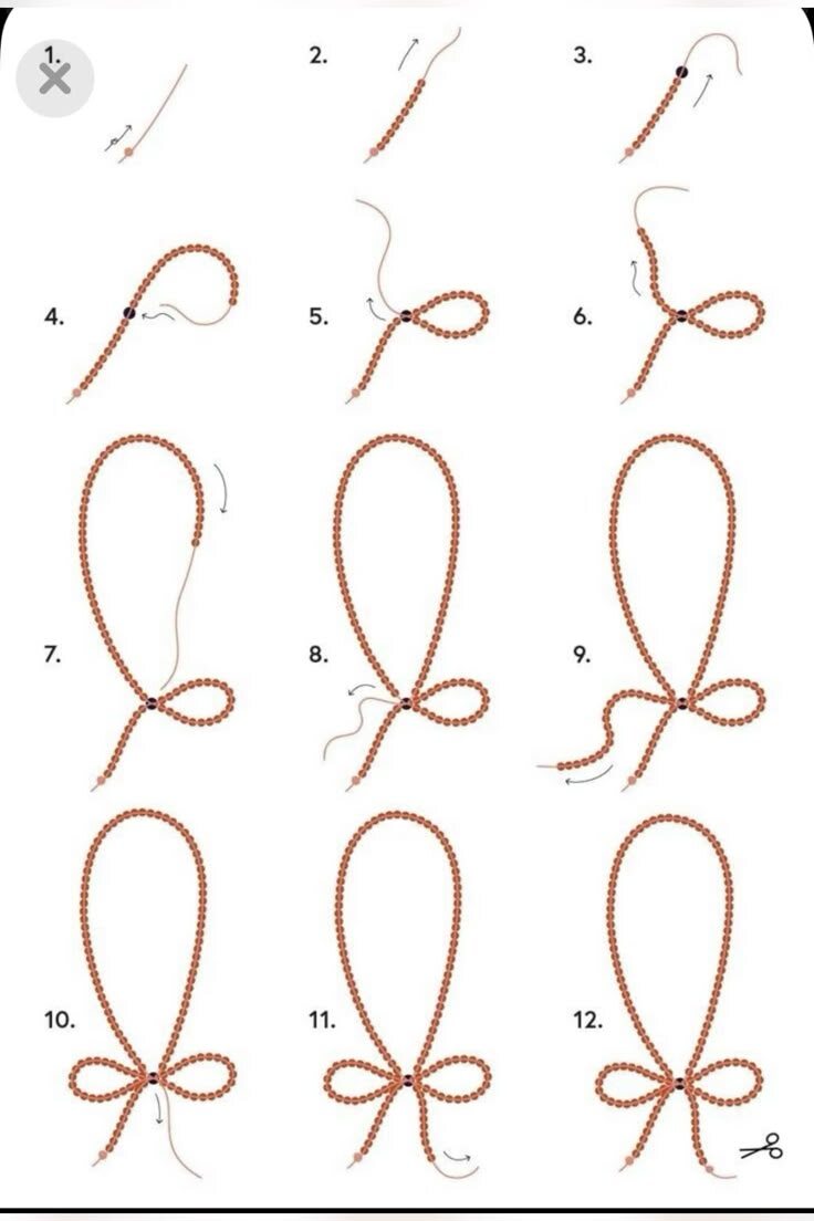 Схема плетения чоекра с бантом. источник : https://ru.pinterest.com