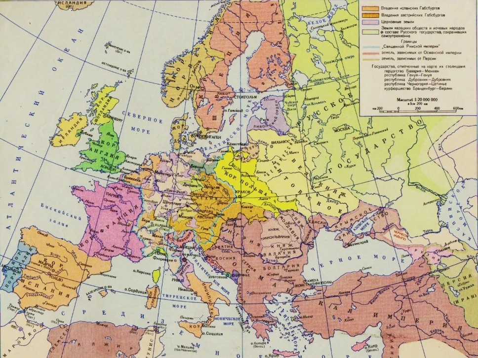 Карта Европы на середину XVI века