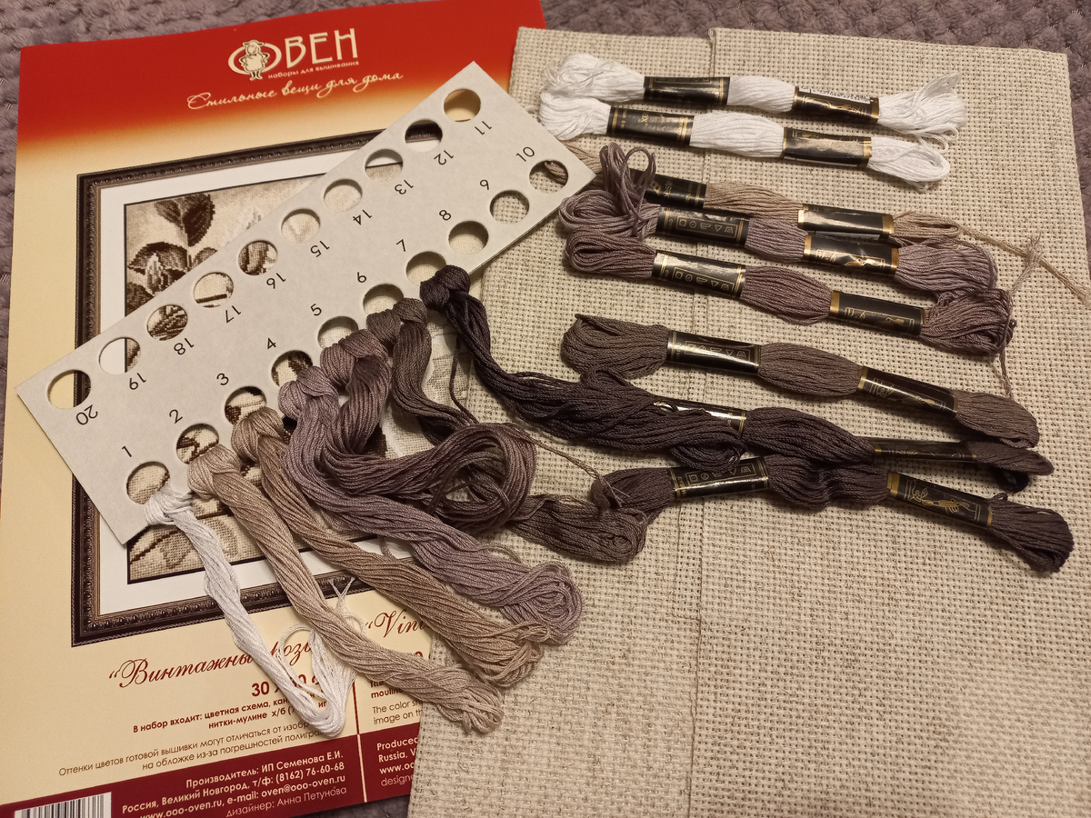 Состав набора от фирмы "Овен" № 639 "Винтажные розы"