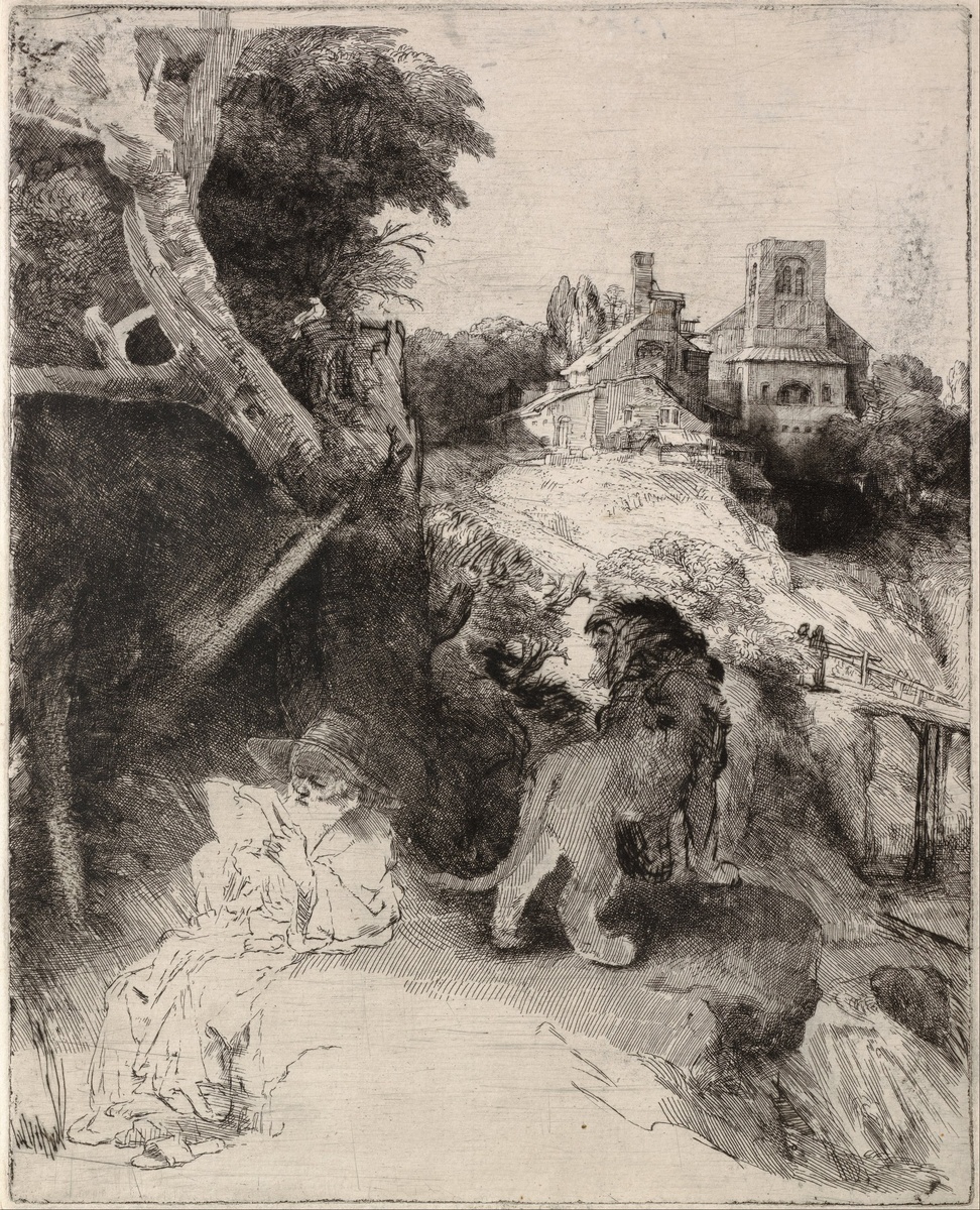 Рембрандт Харменс ван Рейн. Иероним в итальянском пейзаже