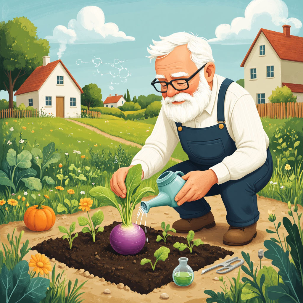 Дед сажает репку и поливает её неньютоновской жидкостью