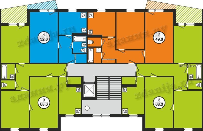 Обычный подъезд без торцевого балкона