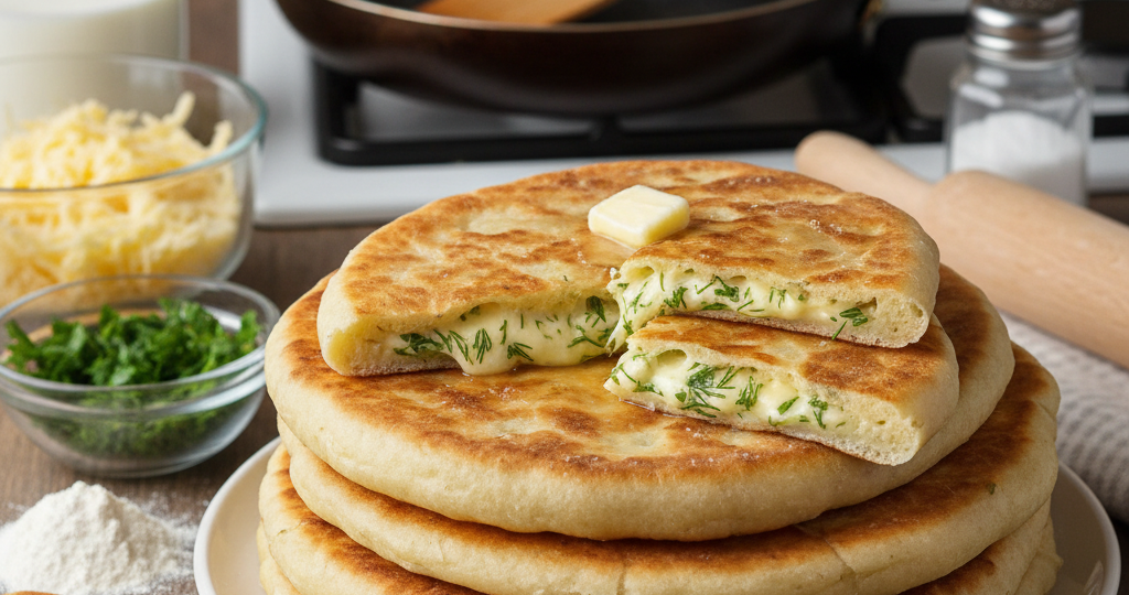 Сырная лепешка на завтрак (на кефире)