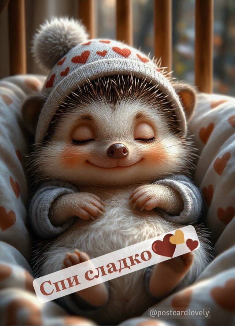 Открытка Спокойной ночи от Ёжика