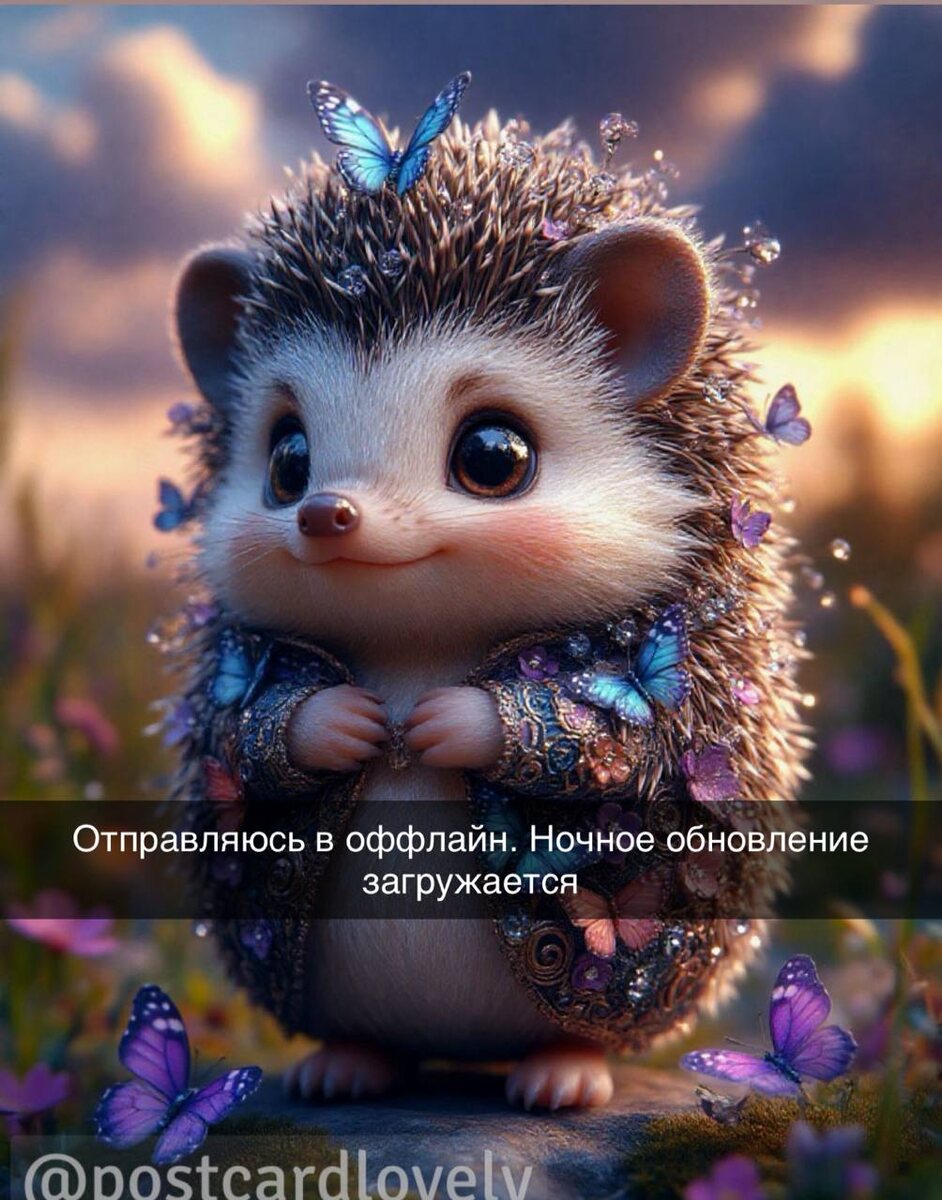 Открытка Спокойной ночи от Ёжика