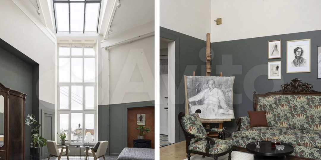 Фантастическая квартира с высоким окном в легендарном доме Бака