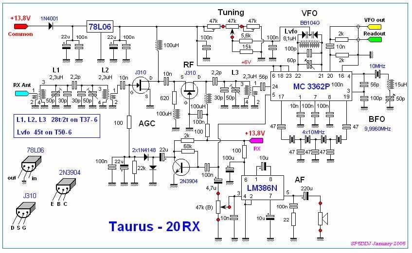 Схема приемника Таурус 20м