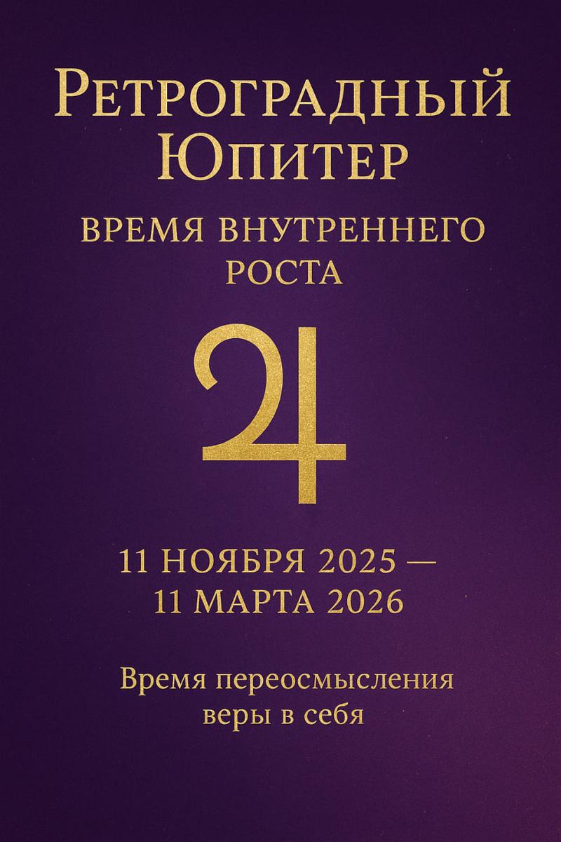 ♃ Ретроградный Юпитер: 11 ноября 2025–11 марта 2026: время внутреннего роста и переосмысления веры в себя