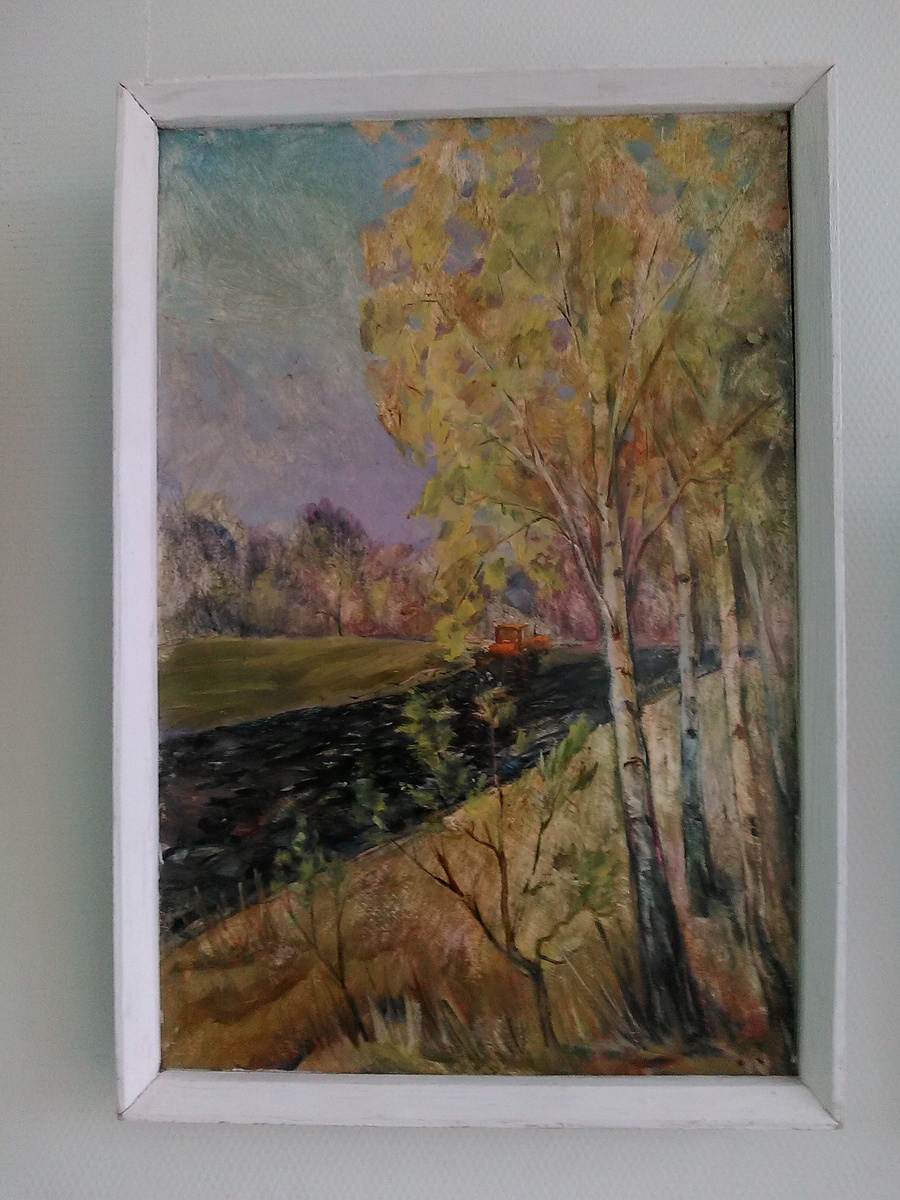 ,, Первые борозды ,, Картон, масло. Железников Н.М.