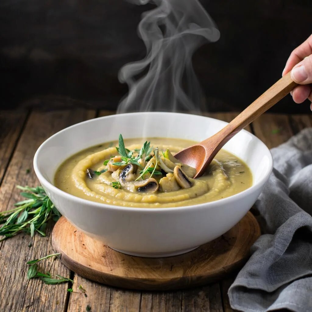 Рецепт "Суп-пюре из кабачков с грибами"