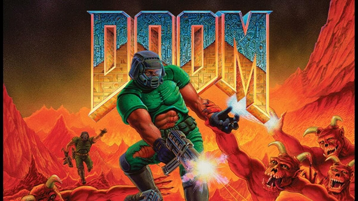 Кадр из игры «Doom» (1993) принадлежит id Software и ZeniMax Media. Использование в статье — исключительно в некоммерческих, культурно-исторических целях. Игра не является товарным знаком, но её визуальные элементы защищены авторским правом. Дискета с русской версией — пиратская копия, использована для иллюстрации феномена распространения в СНГ.