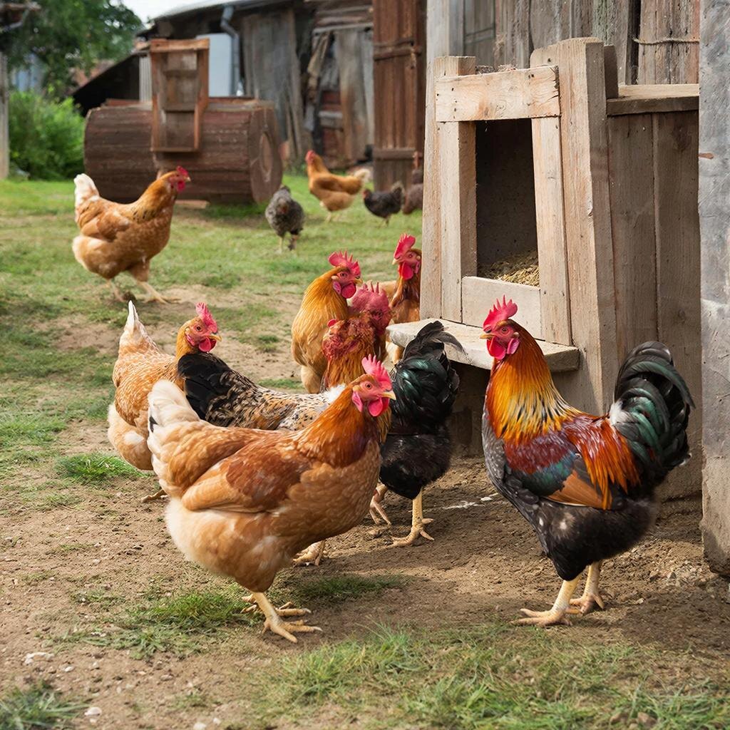 Куры. Изображение сгенерировано сервисом GigaChat 