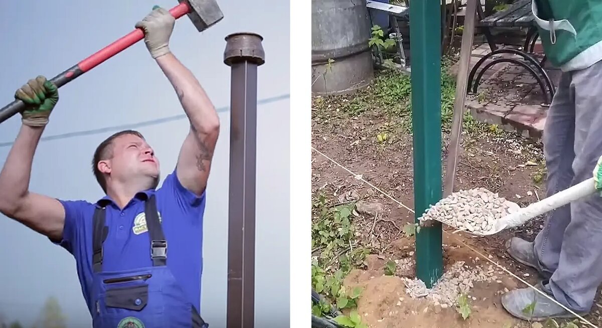 Забивной и утрамбовка щебня