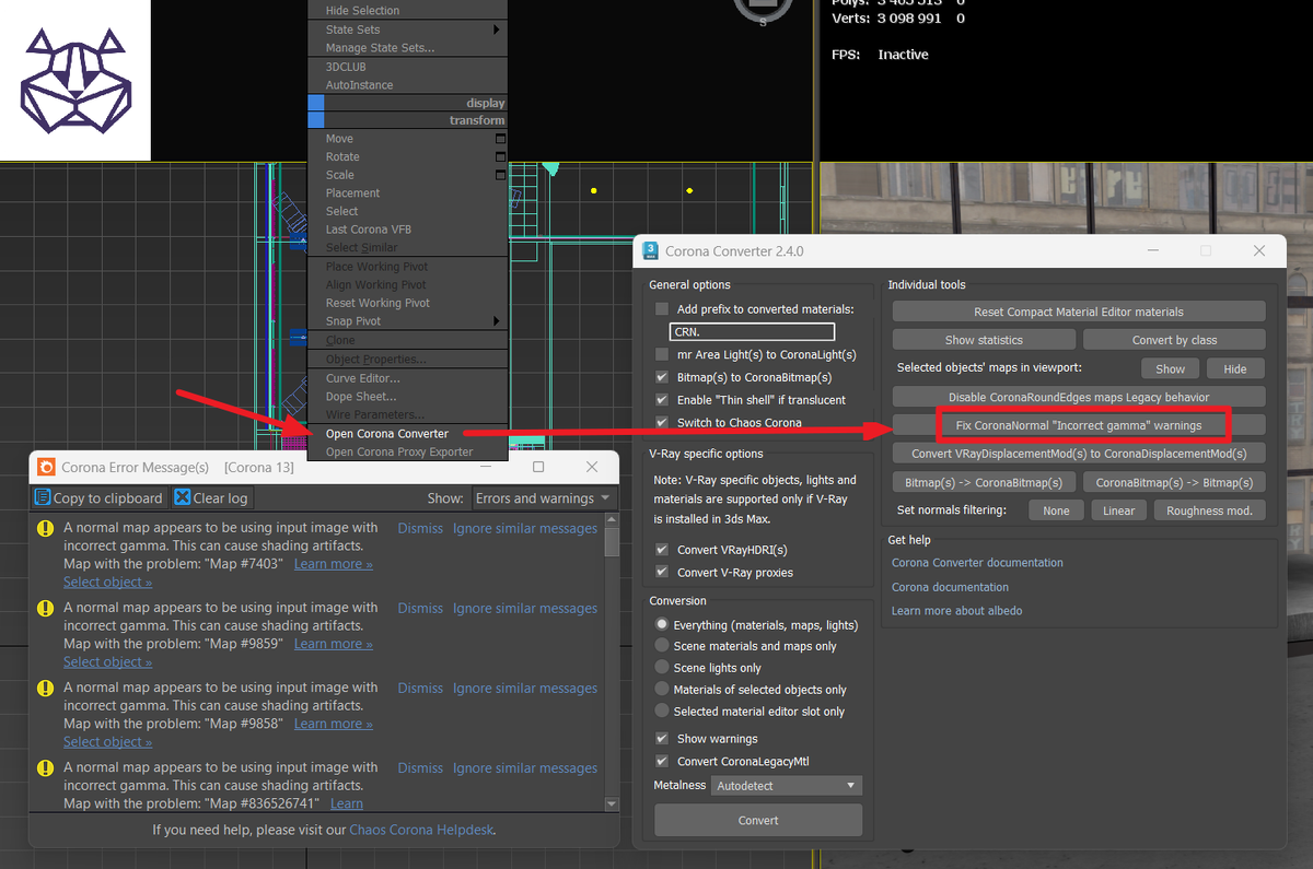 вот этой кнопкой исправляется пролема во всей сцене.