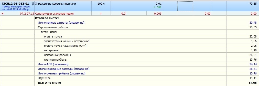 Расценка на ограждение кровель перилами