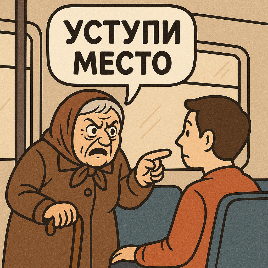 Всем давно известно, что хамят и оскорбляют в общественном транспорте только молодые люди. Пожилое поколение никогда не позволяет себе подобного. 