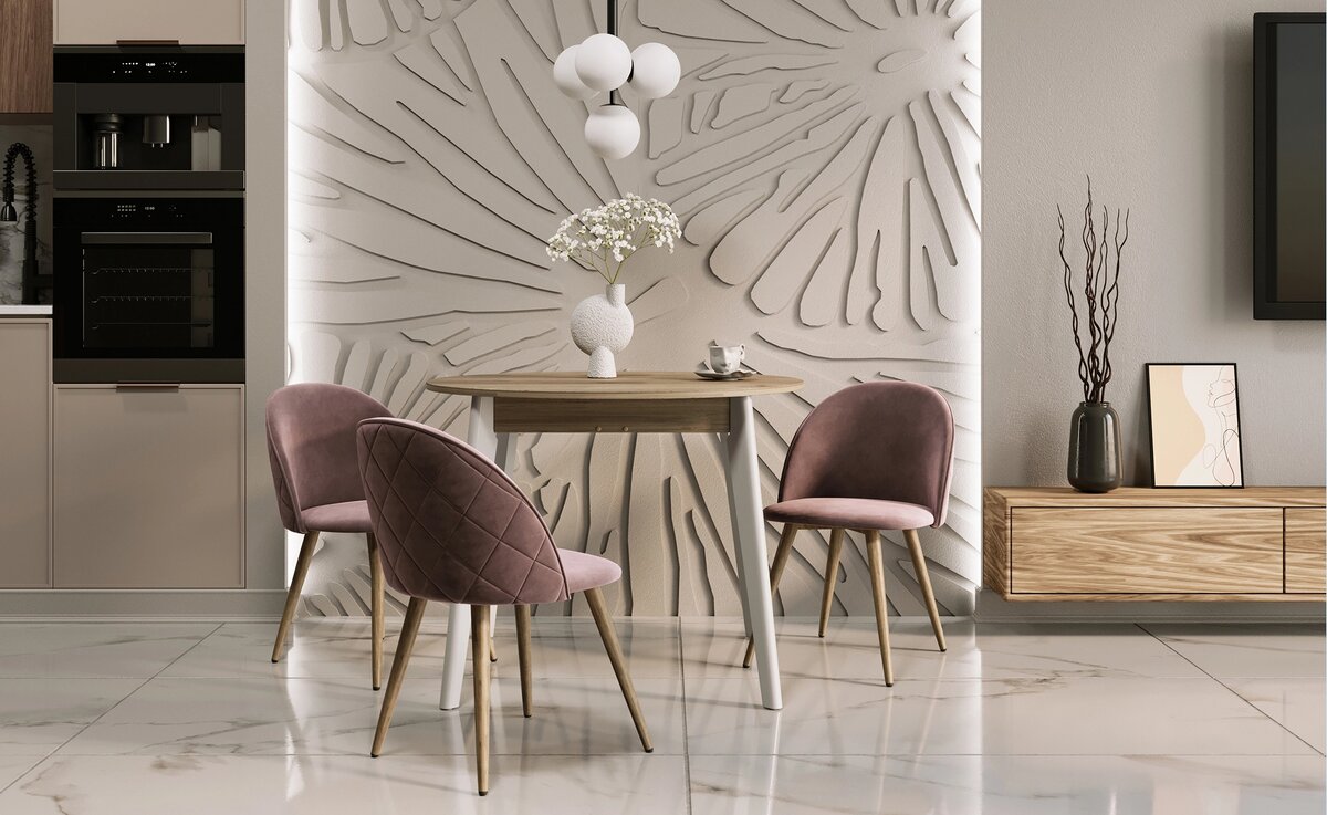 Подвесной светильник над столом в интерьере кухни