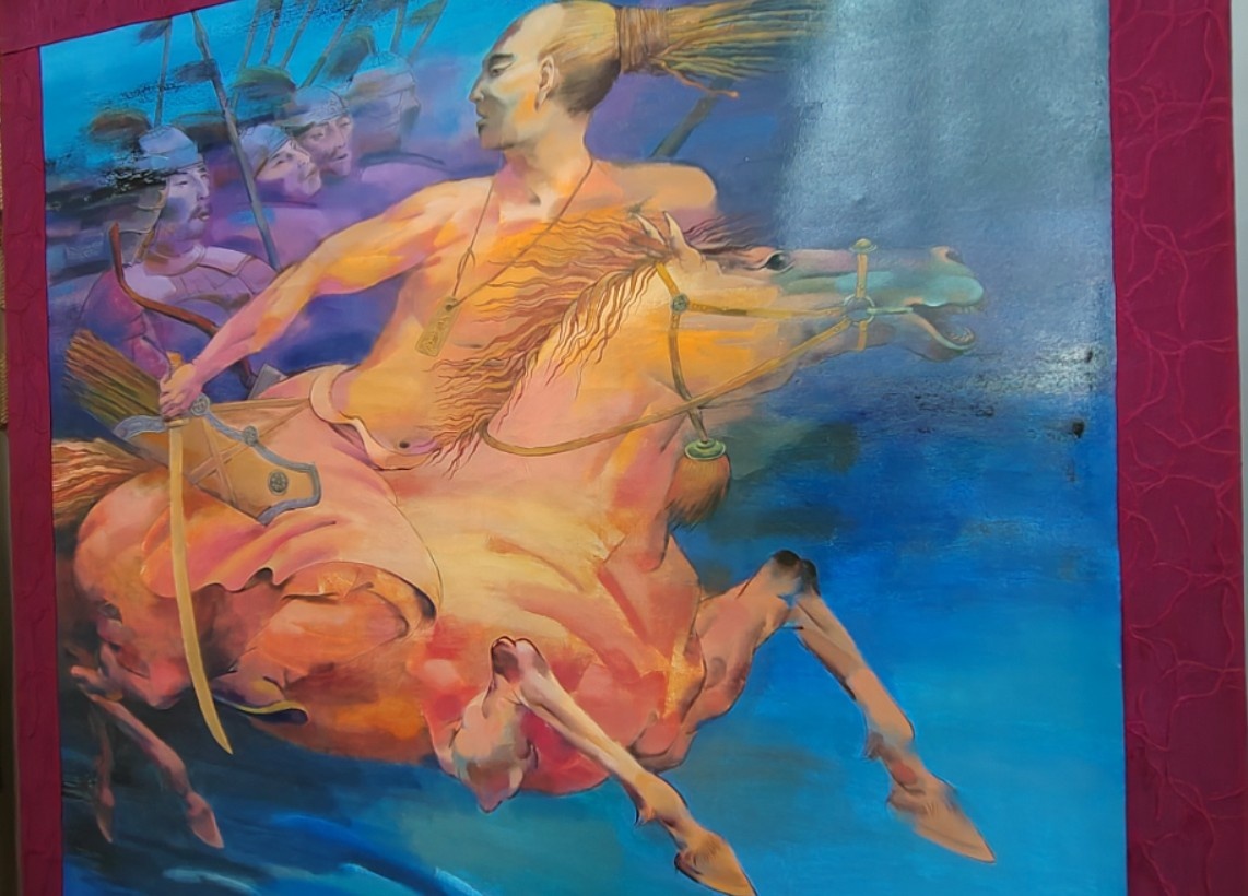 Воин (холст, масло). 2020 г. Автор Александр Поваев. Выставка "Сохраняя в движении время". Астраханский государственный объединенный историко-архитектурный музей-заповедник. 2025 г. 