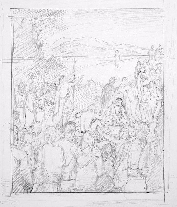 Эрик Булатов. Эскиз к работе «Картина и зрители», 2010—2013
Карандаш, бумага