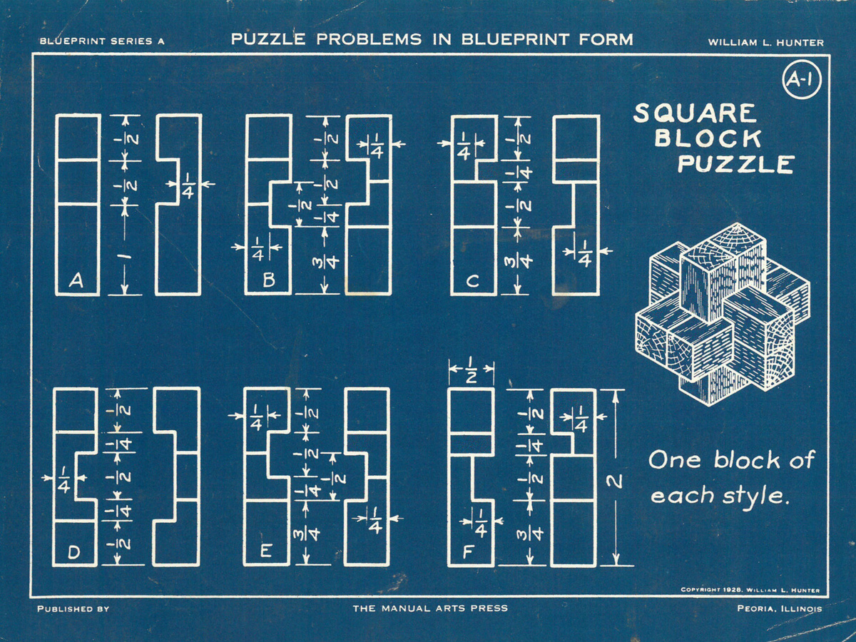 Источник чертежа: https://imgur.com/gallery/wooden-puzzles-blueprint-form-circa-1928-by-william-l-hunter-nBMul