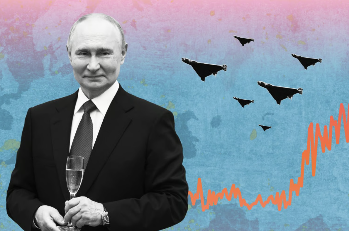 Президент России Путин: в своих атаках беспилотников он полагается на западные технологии, которые, согласно анализу данных, попадают в Россию через Центральную Азию © Reuters, dpa / Collage