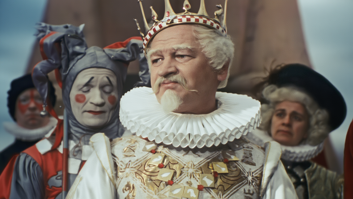 Кадр из фильма-сказки «Новые похождения Кота в сапогах», производство киностудии имени М. Горького, Ялтинская киностудия, режиссёр Александр Роу, 1958 г.