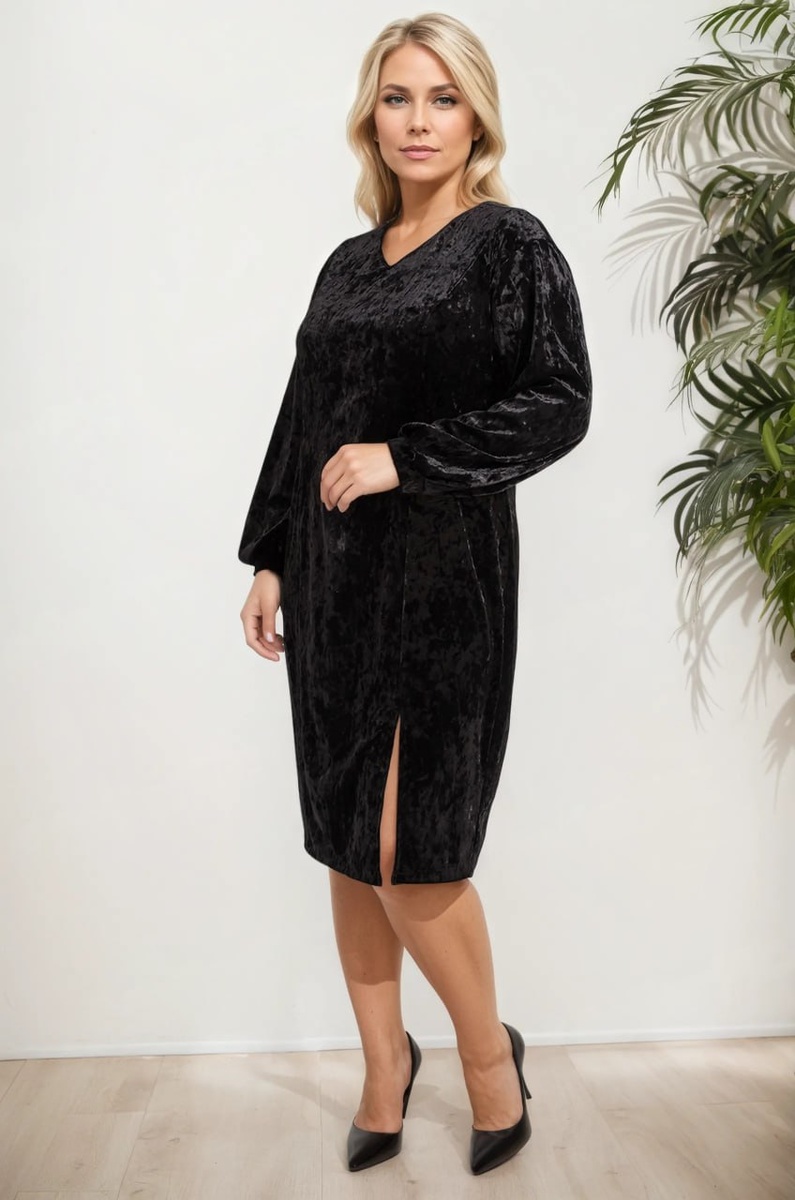 Черное бархатное платье