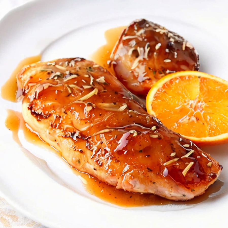 Куриное филе в апельсиново - медовой глазури. Вариант сервировки