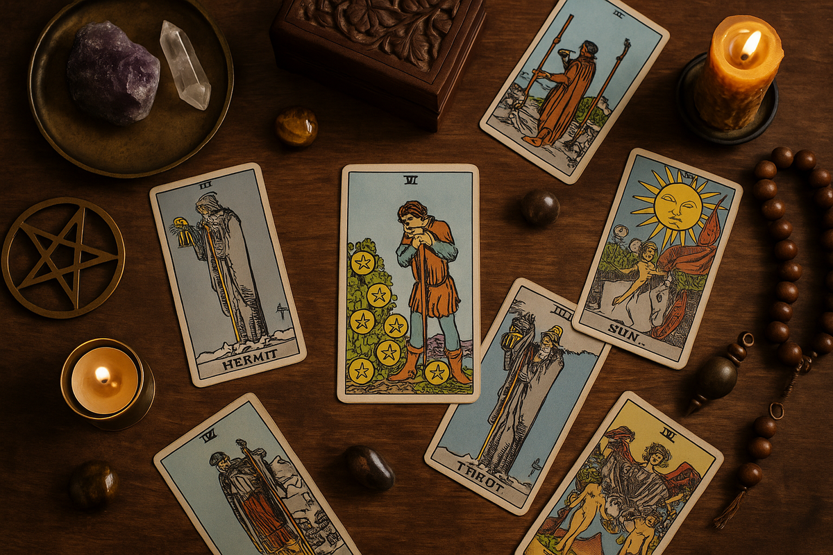 Расклад с Семёркой Пентаклей: время зрелости, а не остановки.