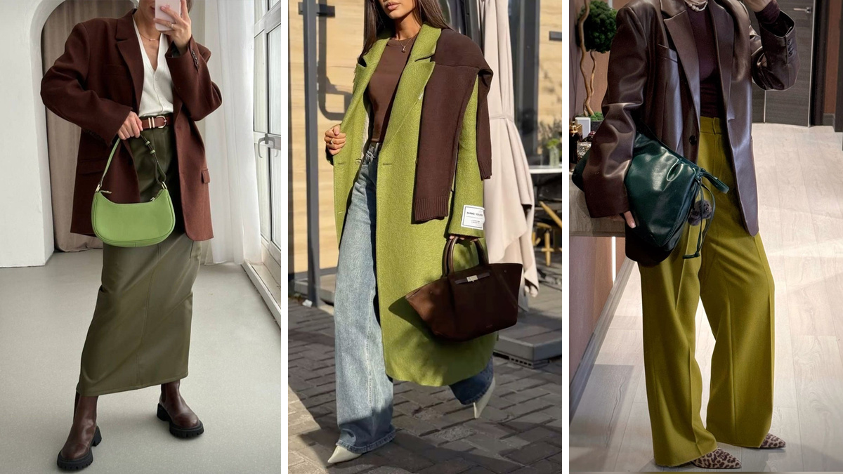 Оливковый цвет гармонирует с коричневым и кремовым