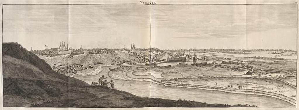 Воронеж 1703 года. Гравюра из книги Корнелиса де Брюйна
